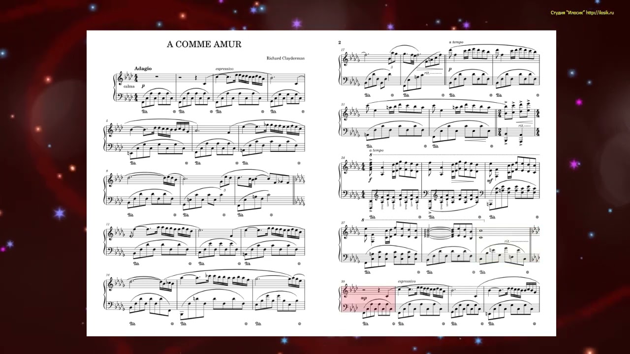 A Comme Amour - Richard Clayderman (Ноты и Видеоурок для фортепиано) (piano cover)