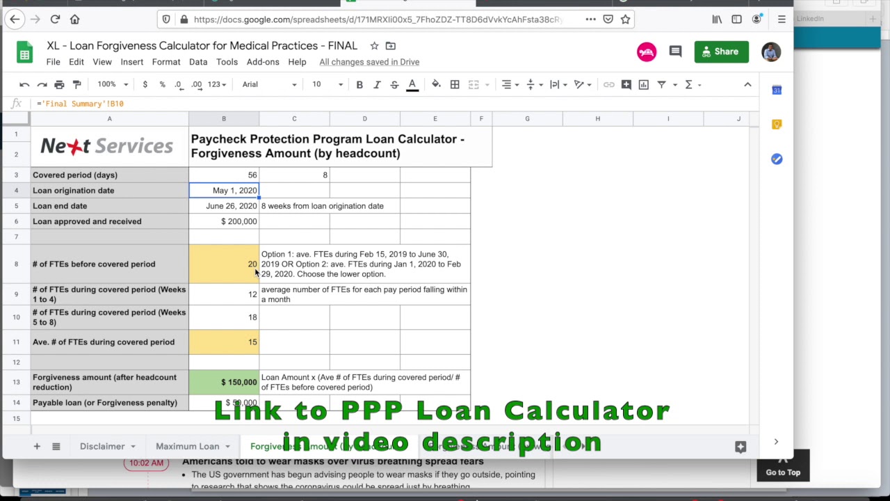 Easy-to-use PPP Loan Calculator for medical practices (CARES Act - Paycheck Protection Program)