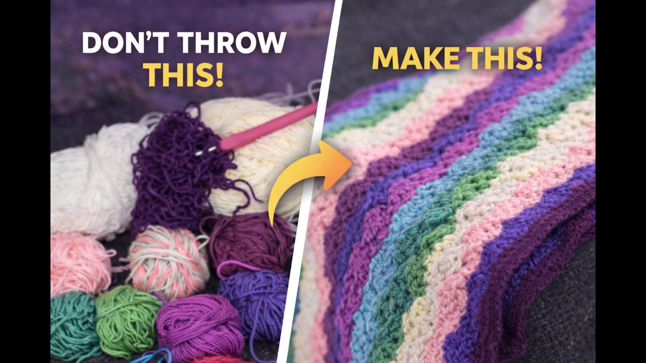 Only one stitch | From Leftover Yarn to Baby Blanket | Crochet Transformation | One Trillion Hobbies