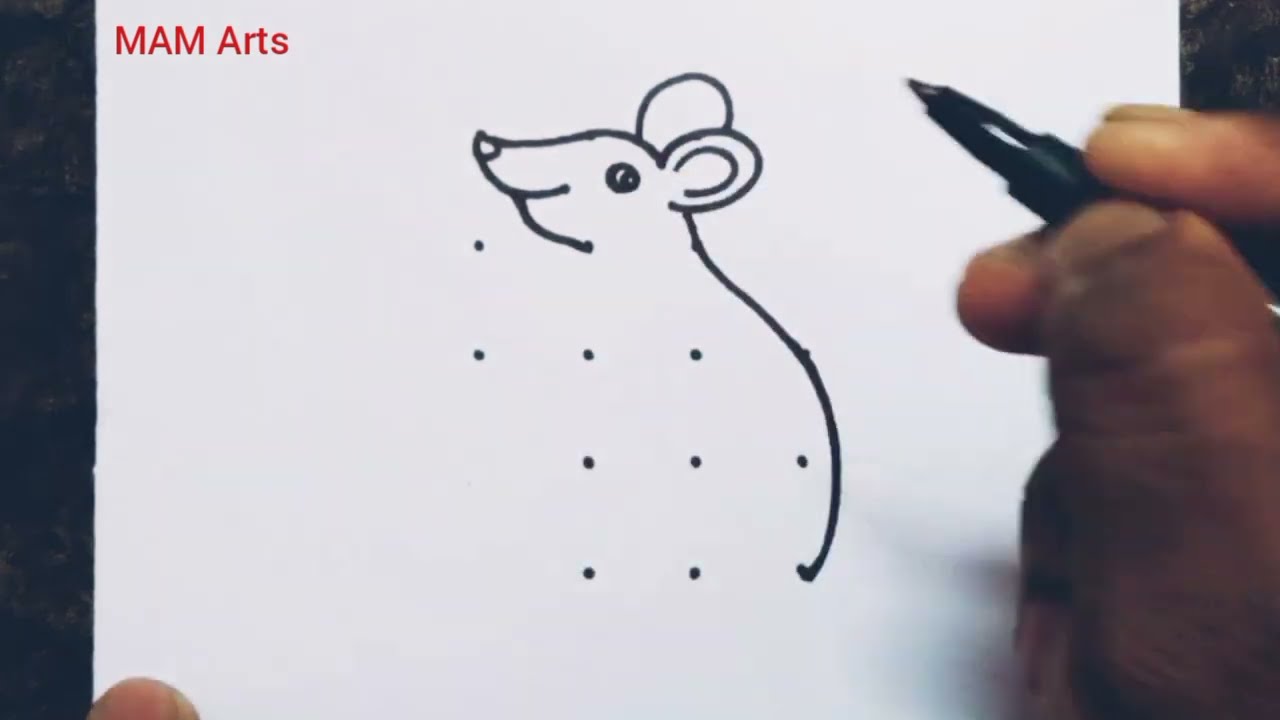 Lord Ganesha Mushak drawing from dots// Easy to draw a Rat//Mouse Rangoli// MAM Arts