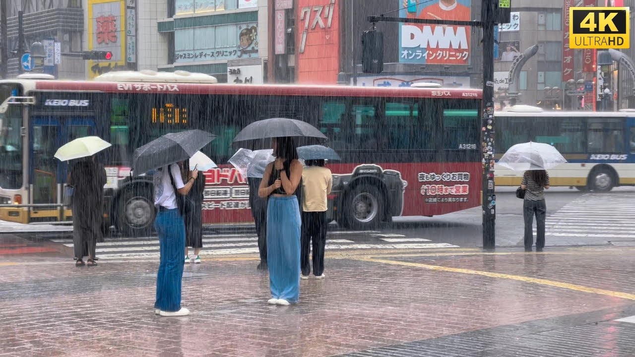 【4k hdr】 8 Hours Heavy Rain ASMR | Walk in Shibuya (渋谷)  Tokyo Japan | Rain sounds for sleeping