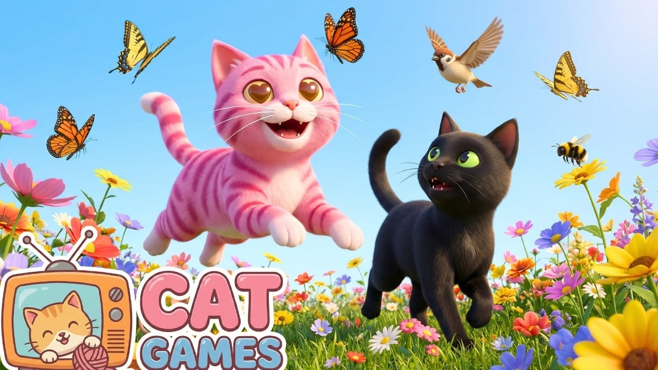 🦋CAT GAMES TV: ULTIMATE PREY HUNT🕊️Garden Story: Birds & Squirrels🐭Interactive Video, 4K Ultra HD😽