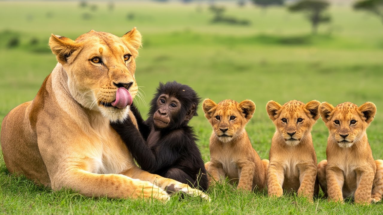 Lioness Adopts and Raises Baby Gorilla Alone — Months Later, Something Unbelievable Happened!