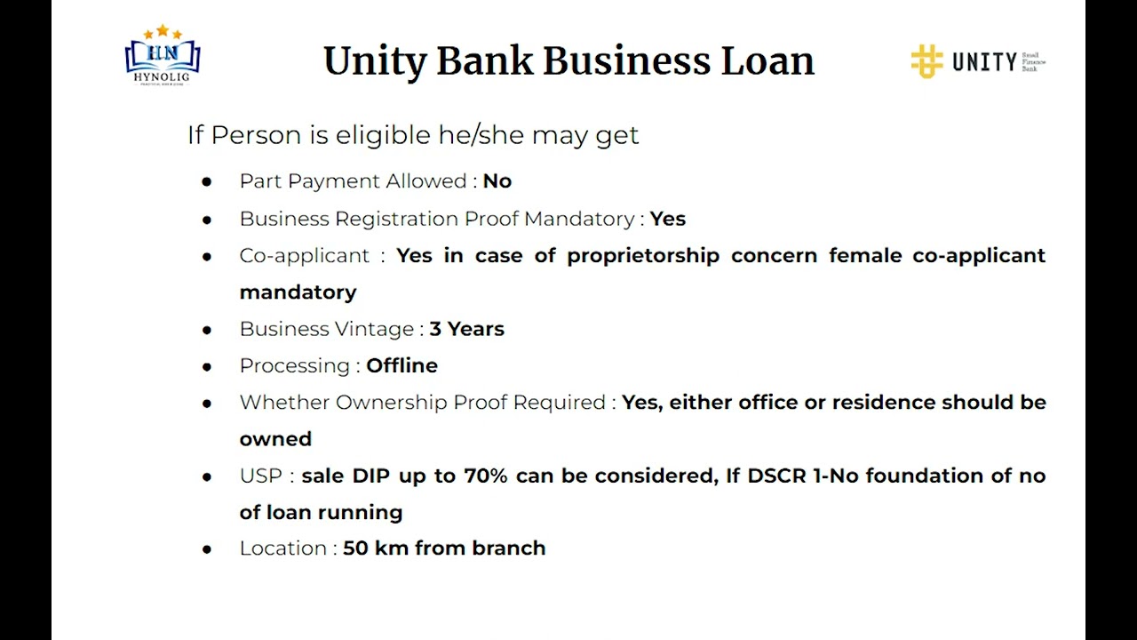 Unity Bank Business Loan 2024- Interest Rate, Eligibility Criteria, Processing Fee & charges