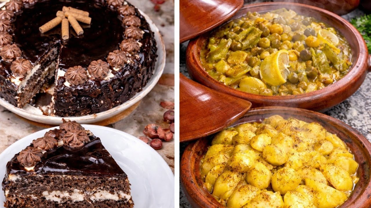 طاجين بالدجاج البلدي والخرشوف والزيتون على الطريقة المغربية/طورطة بالكريما سهلة ولذيذة