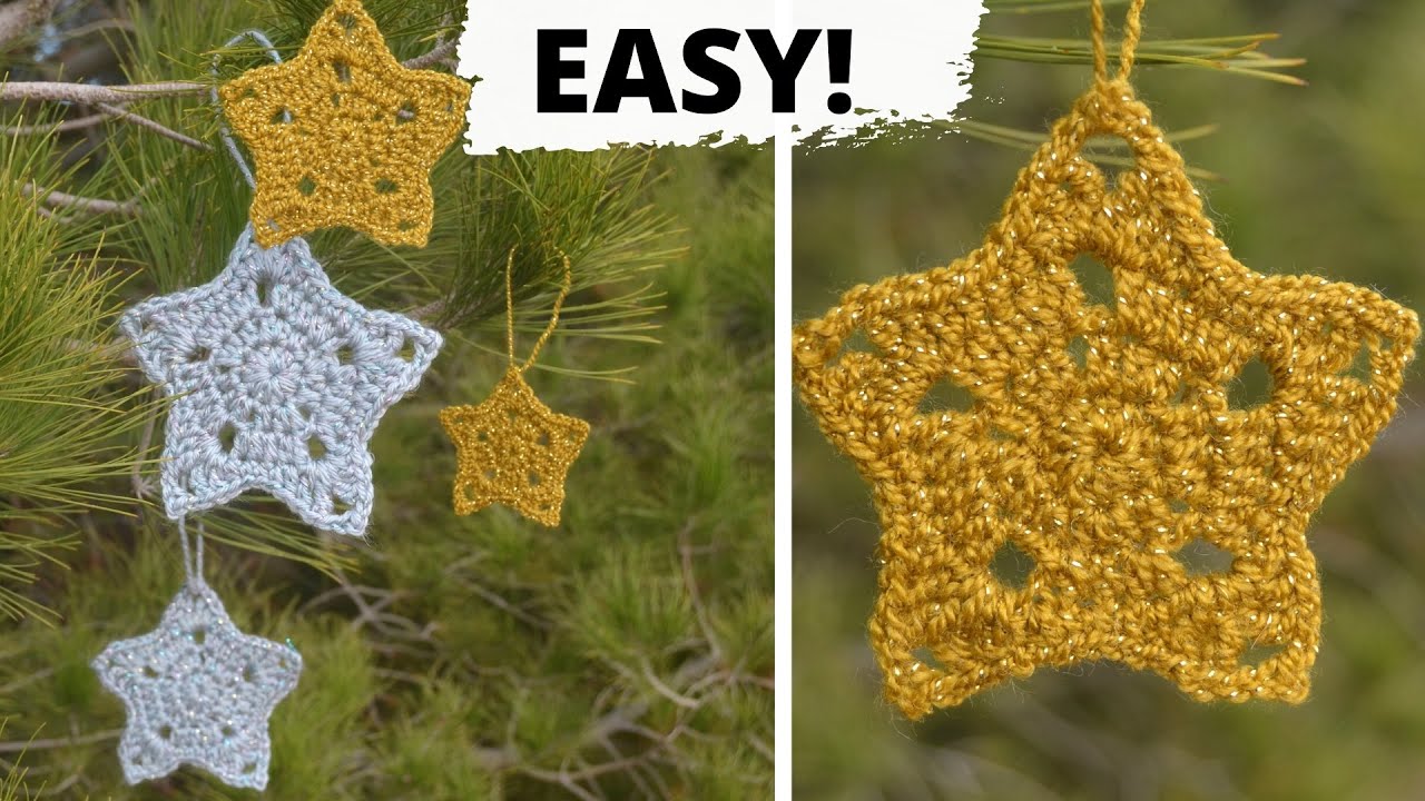 CROCHET CHRISTMAS STAR ORNAMENT PATTERN - Small & Large Crochet Star Applique