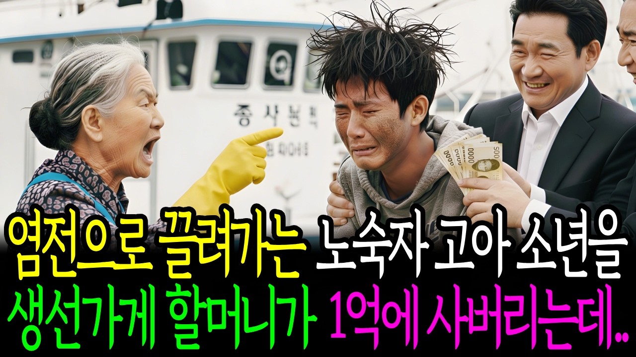염전으로 끌려가는 노숙자 고아 소년을 생선가게 할머니가 1억원에 사버라는데..