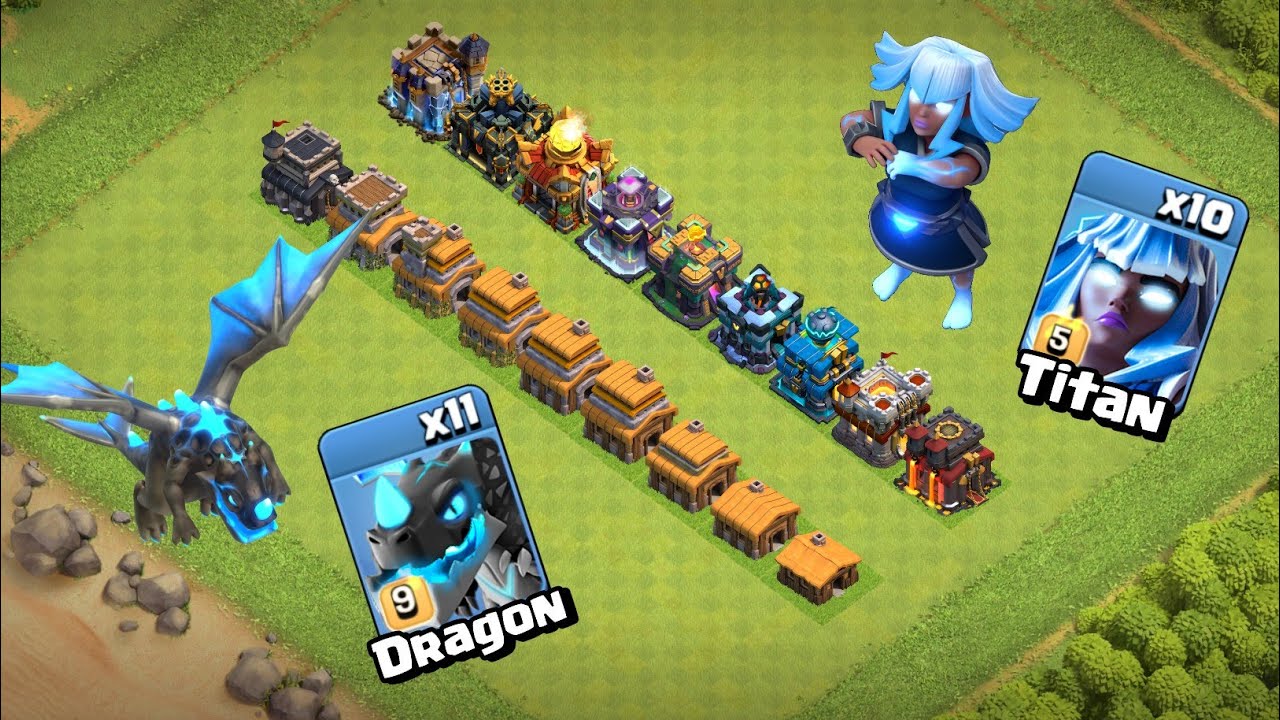 Electro Titan vs Electro Dragon VS Every Town Hall! Clash of Clans