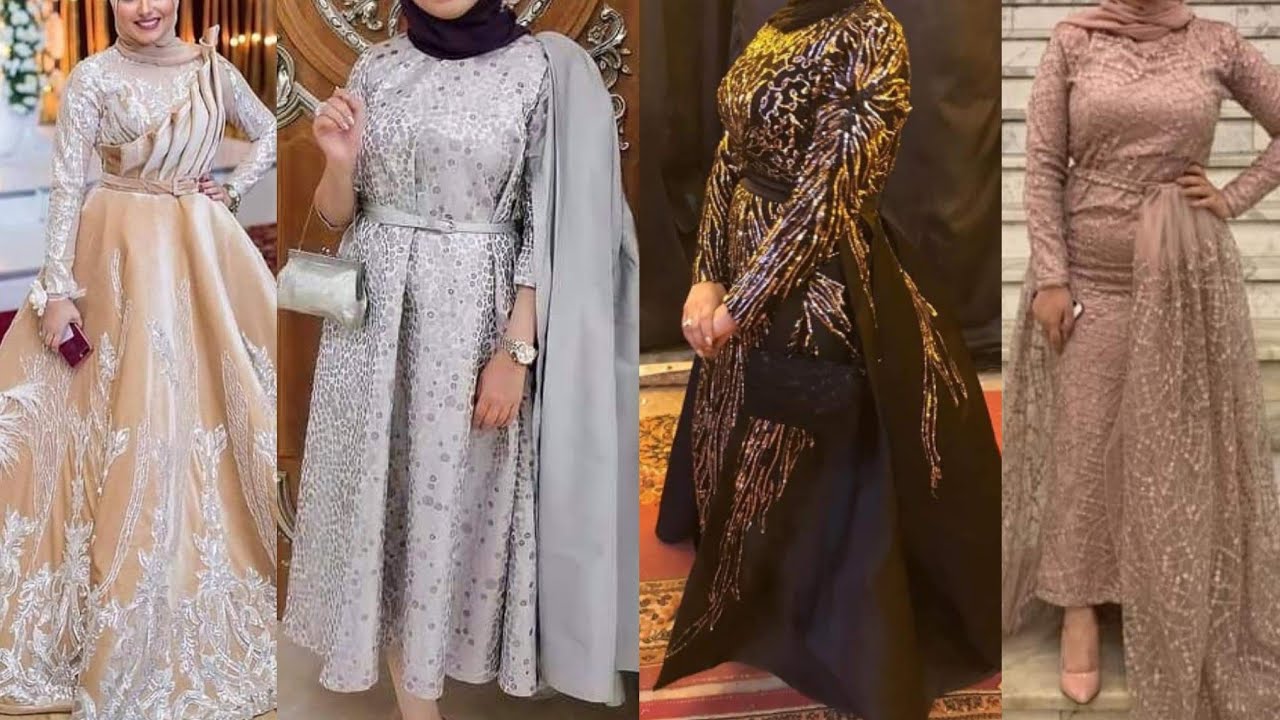 اشيك فستاين سواريه سهره للمحجبات موضه٢٠٢١ موديلات في منتهى الجمال