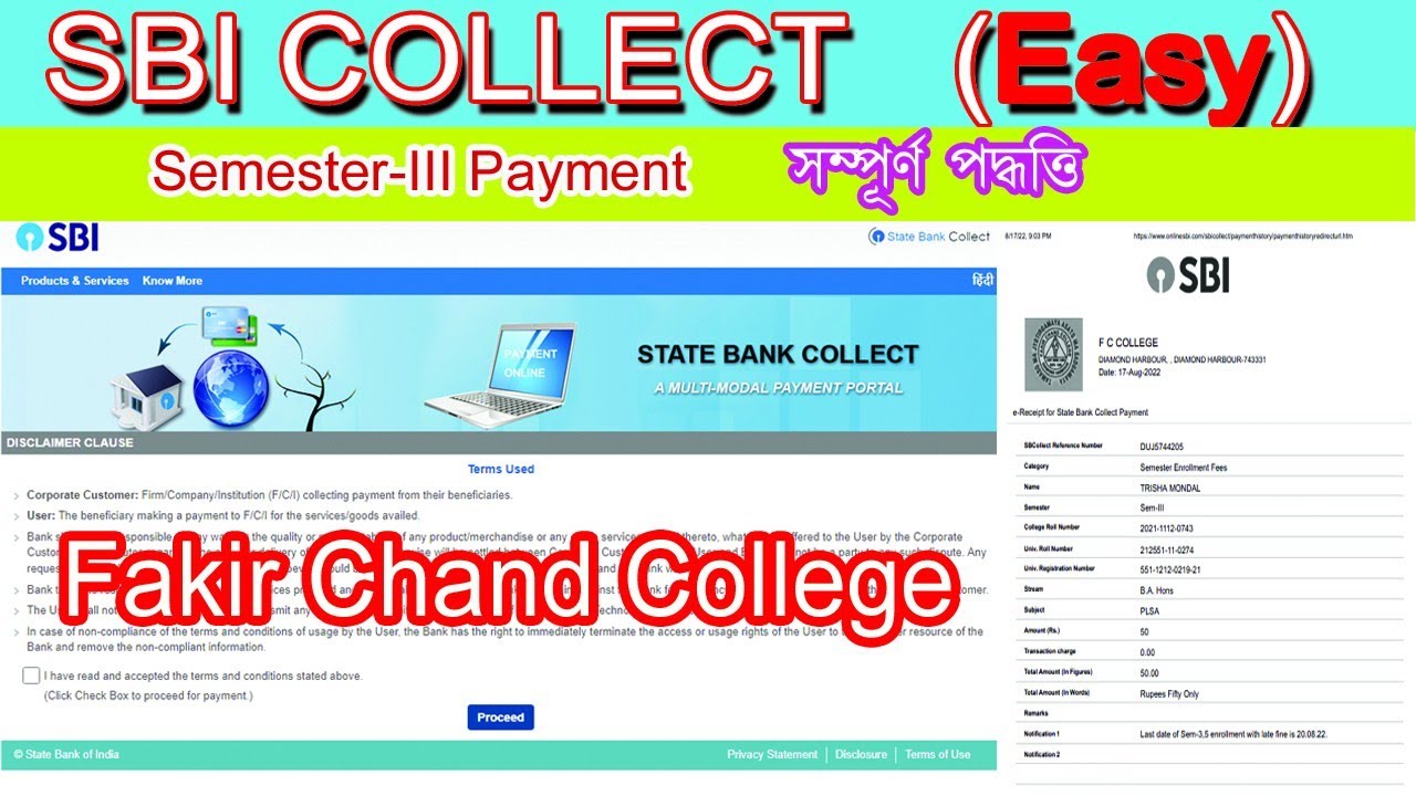 SBI COLLECT/SBI Collect FC College Semester-III Payment Process@knowledgehubsantanu/3rd Semester Payment