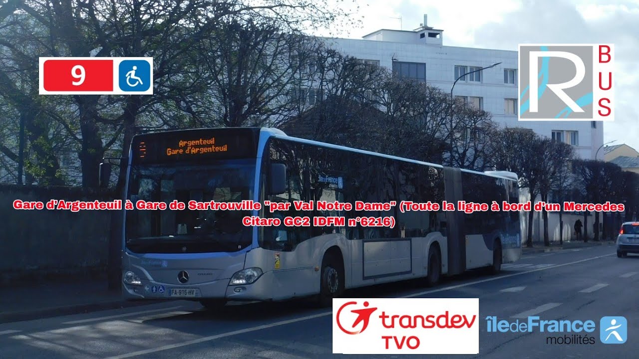 [Ligne 9 Transdev TVO] Mercedes Citaro GC2 IDFM n°6216 - Gare d'Argenteuil à Gare de Sartrouville