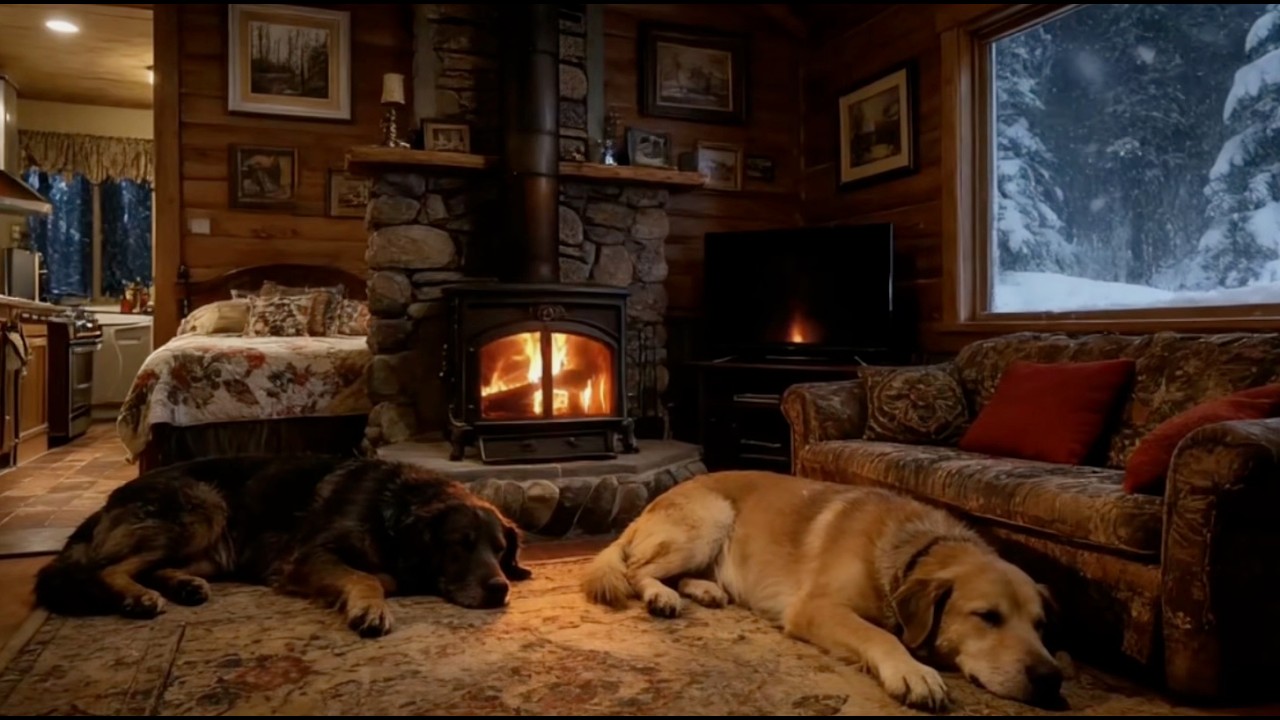 Blizzard Window White Noise | Cozy Fireplace Room | For Deep Sleep Tonight