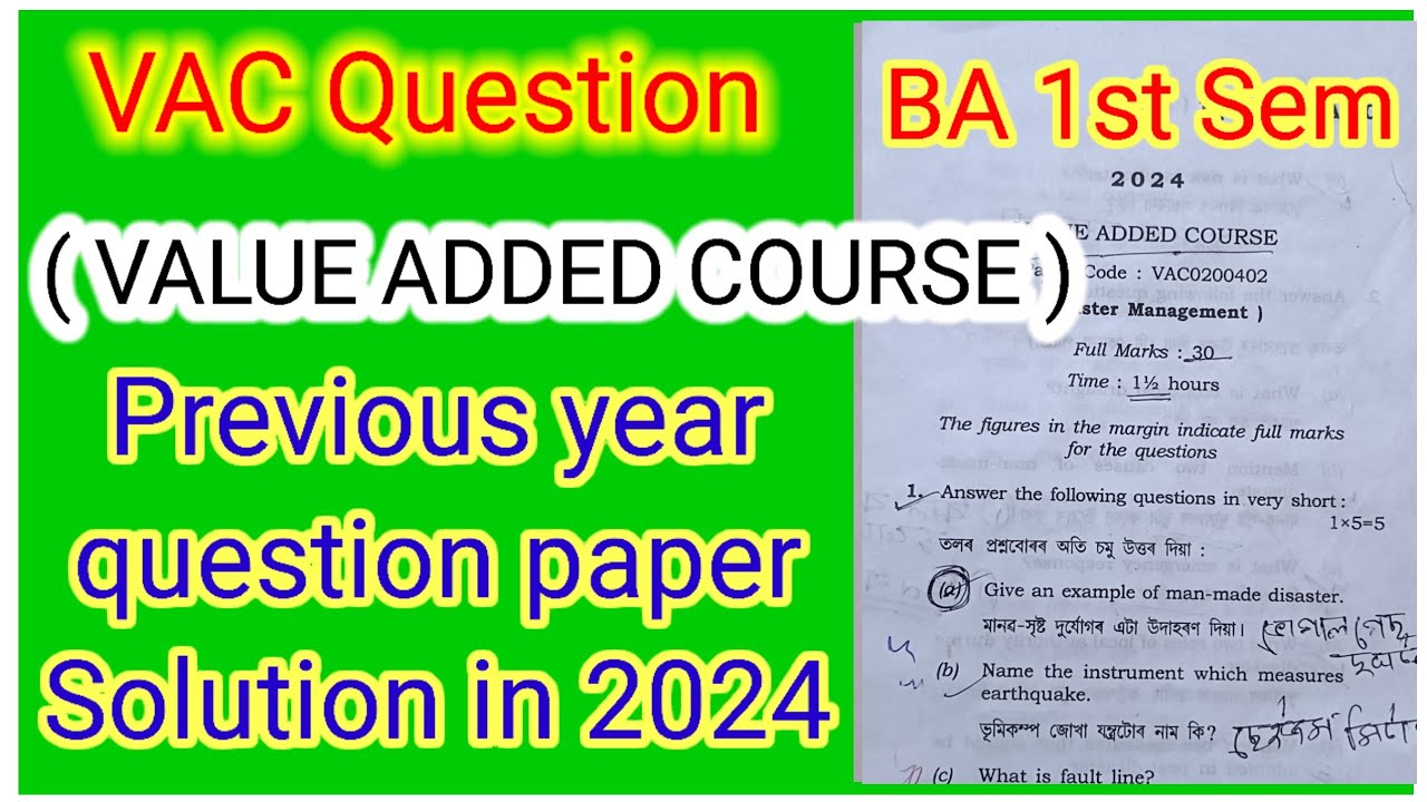 VAC // BA 1st Semester // Previous Year Question paper solution.......