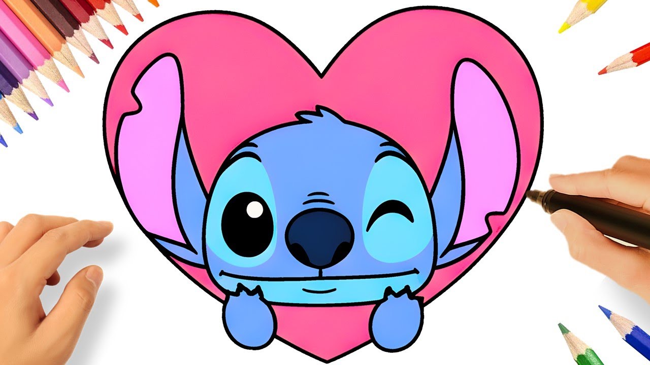 COMMENT DESSINER STITCH FACILE 💗❤️