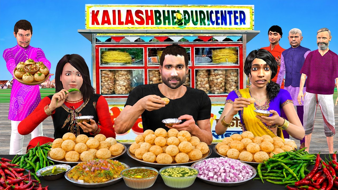 Spicy Pani Puri Eating Challenge Tasty Golgappa Street Food Comedy Hindi Kahaniya Moral Stories