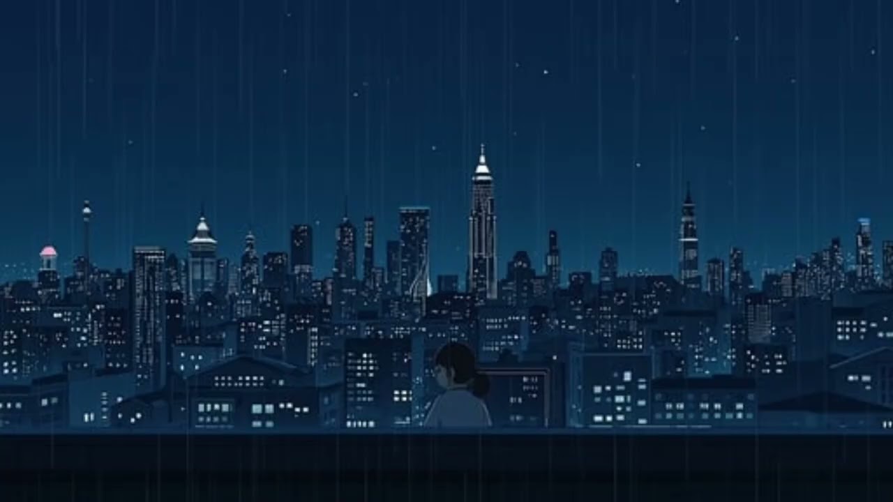 Quiet Rooftop Under Falling Rain | Deep Night Lofi