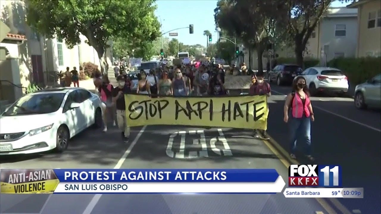 Demonstrators march in downtown SLO to protest rise in violence against Asian Americans and ...