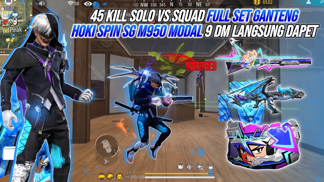 45 KILL SOLO VS SUQAD FULL SET GANTENG !!! HOKI SPIN SKIN SG PLOTOKAN M950 MODAL 9 DM LANGSUNG DAPET