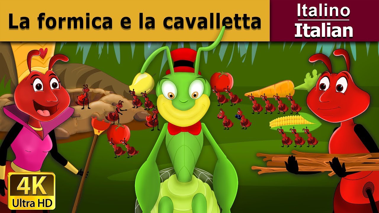La formica e la cavalletta | Ant and the Grasshopper in Italian || @Italian Fairy Tales