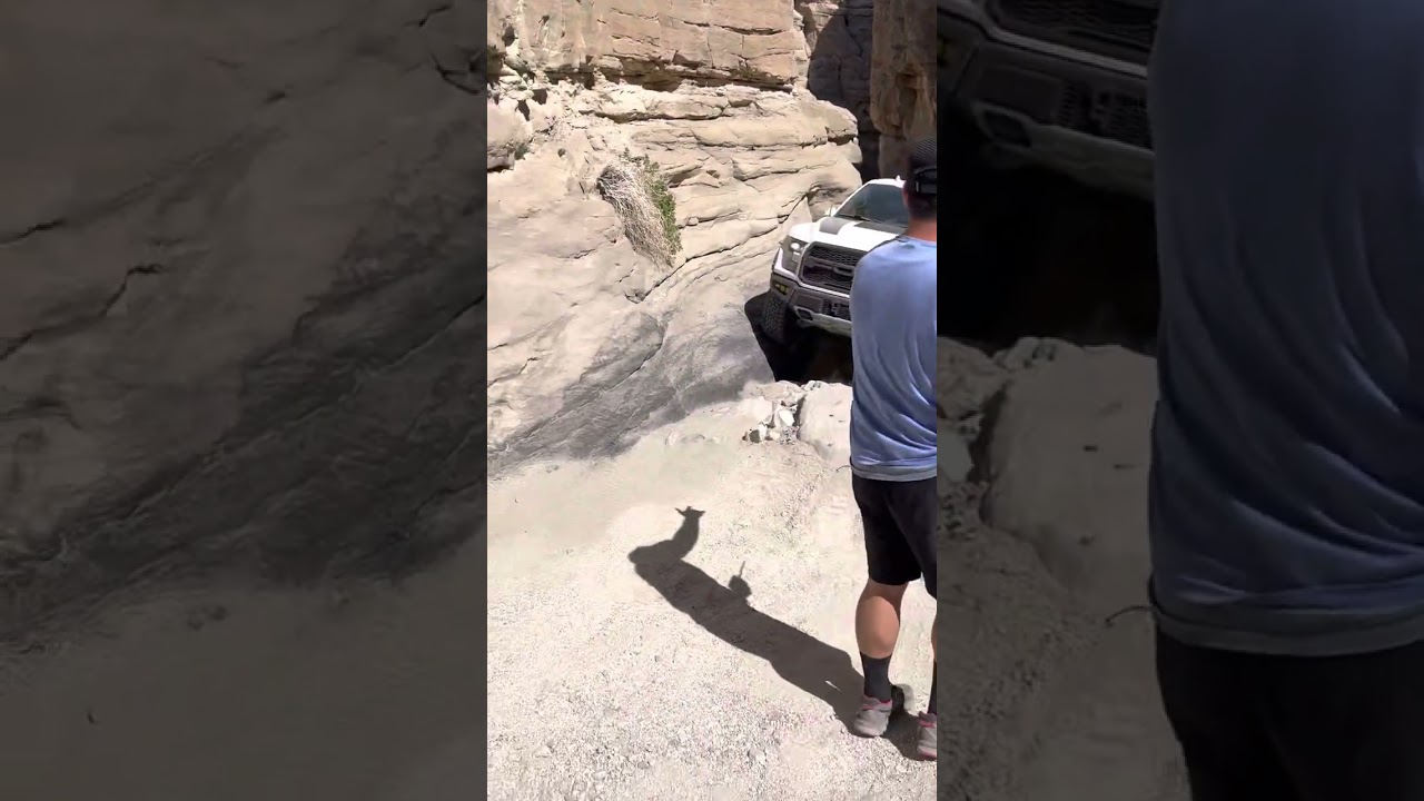 FORD RAPTOR in the squeeze at anza borrego in sandstone canyon!