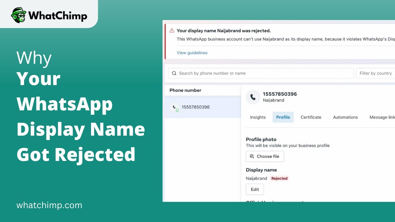 Почему отображаемое имя WhatsApp было отклонено?