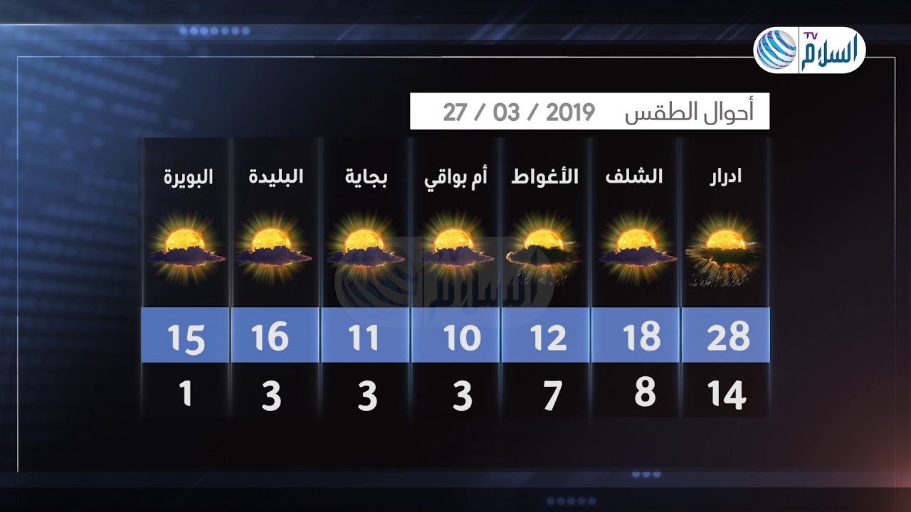 Essalam TV Meteo 27 03 2019 السلام تيفي احوال الطقس
