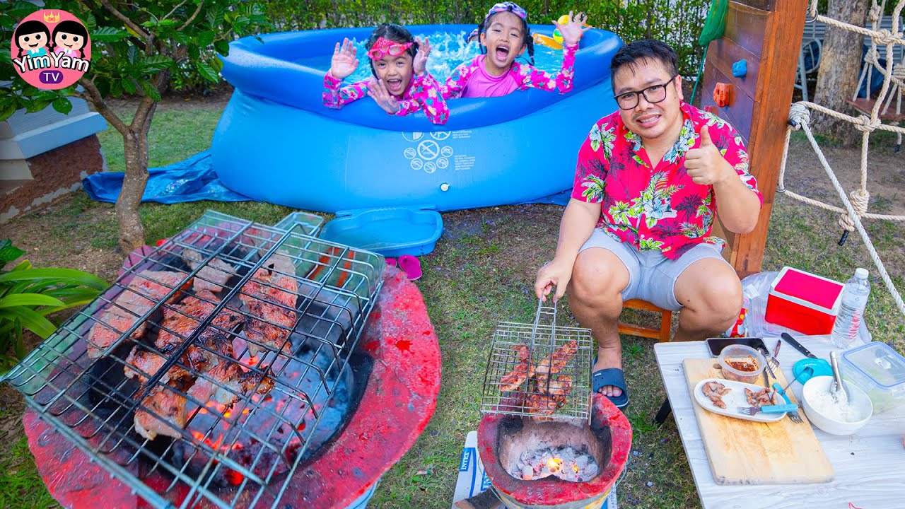 พ่อบอมย่างหมู รอหนูยิ้มหนูแย้มเล่นน้ำ