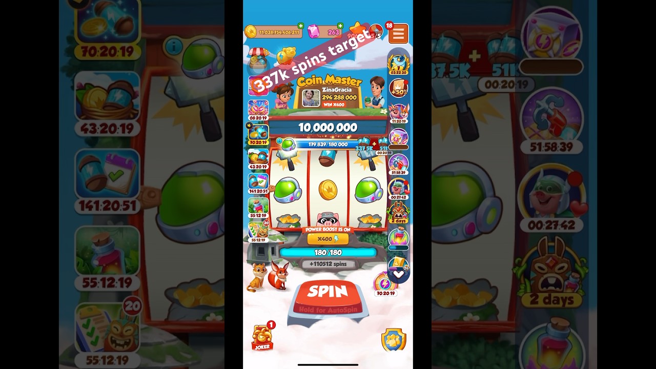 337 THOUSAND SPINS TARGET | COIN MASTER GAME WITH UNLIMITED SPINS #coinmaster #freespins