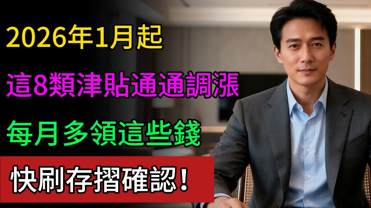 2026年1月起，這8類津貼&lsquo;通通調漲&rsquo;！每人每月多領這些錢！快刷存摺確認！#社福津貼 #國民年金 #老農津貼 #健康永駐