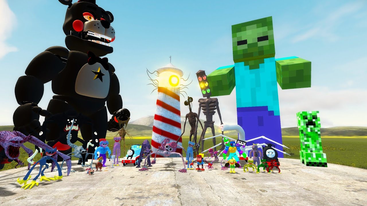 Fight of the  Monsters, THE CURSE TRAIN OF DOUGLAS fnaf Sirenhead POPPY PLAYTIME CHAPTER 3 MINECRAFT