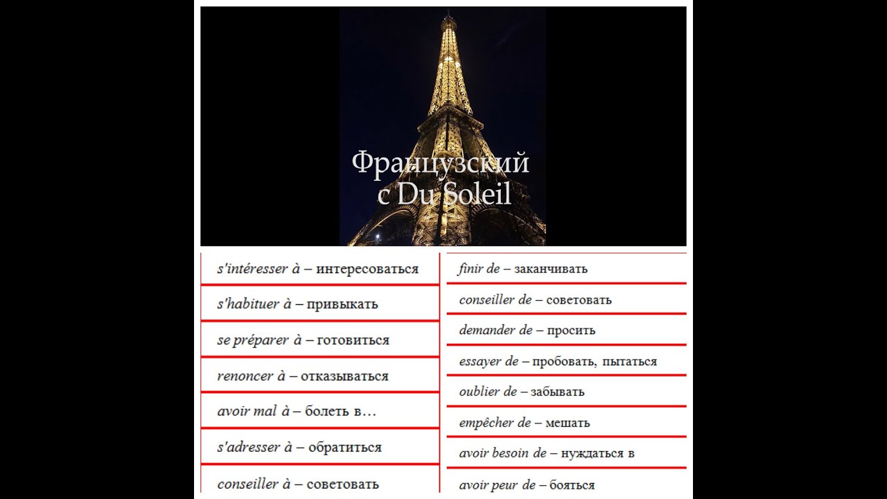 Французский язык с Du Soleil. Урок 50. Управление глаголов: à или de?
