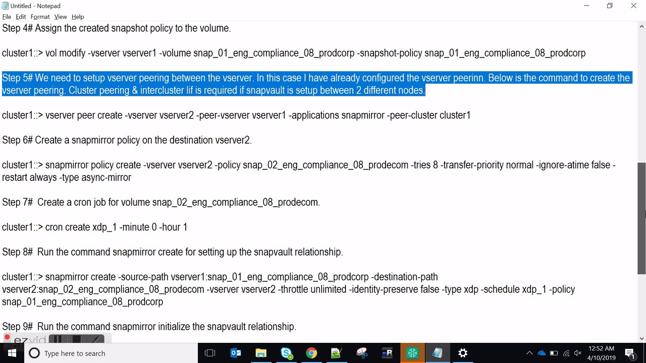 How to setup SnapVault relationship in NetApp data Ontap 9.5