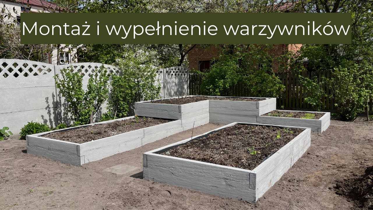 Montaż betonowych warzywników | wypełnienie skrzyń na warzywa | podwyższone grządki
