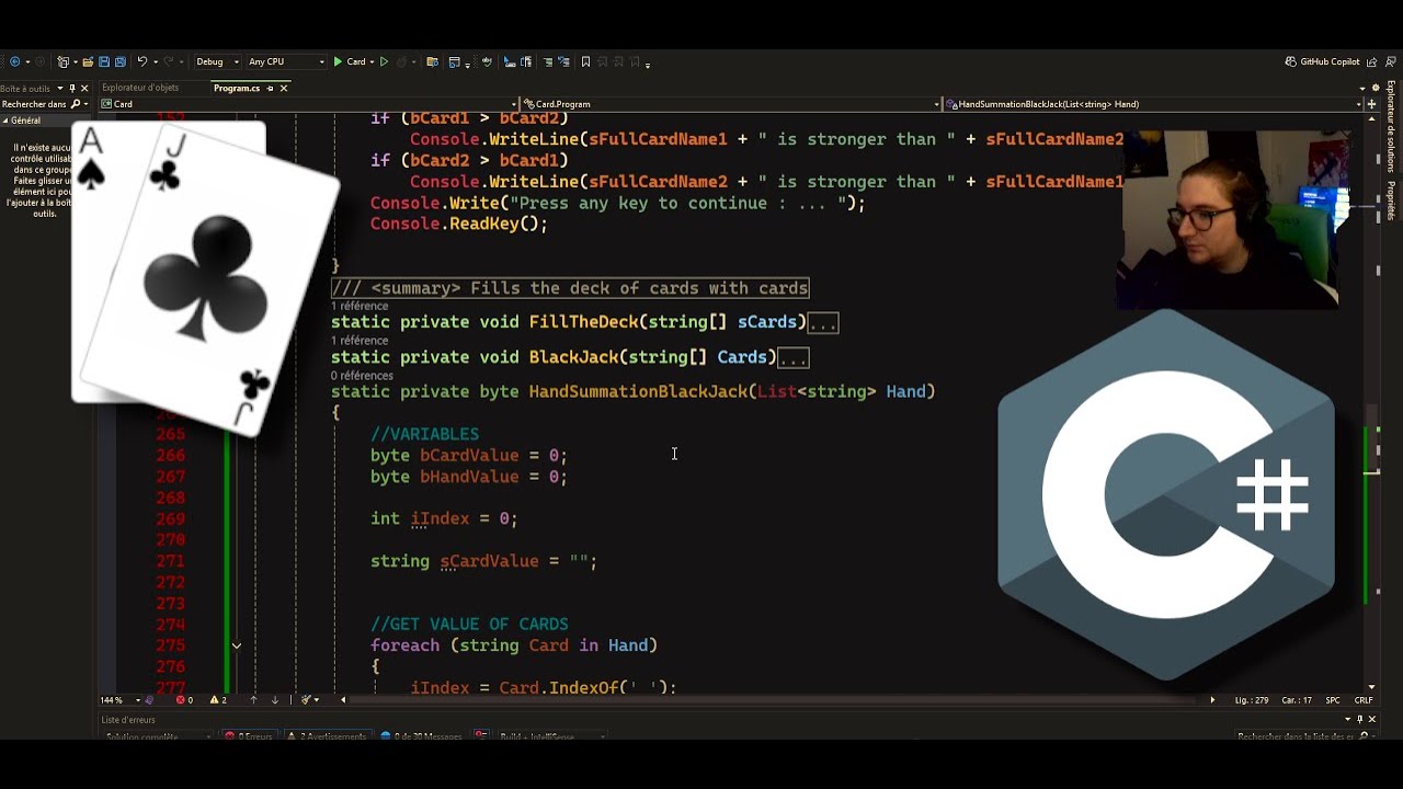 Making a Deck of Cards in C#! (and a game of BlackJack)