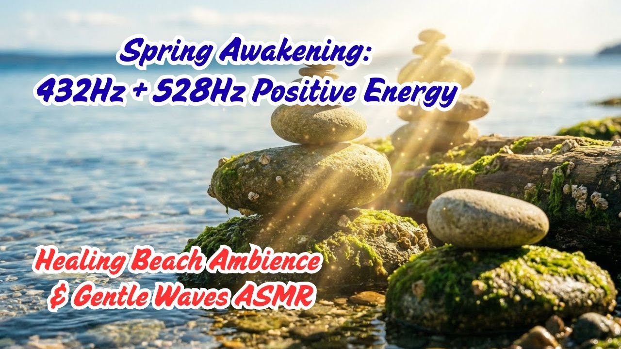 Spring Awakening: 432Hz + 528Hz Positive Energy | Healing Beach Ambience & Gentle Waves ASMR