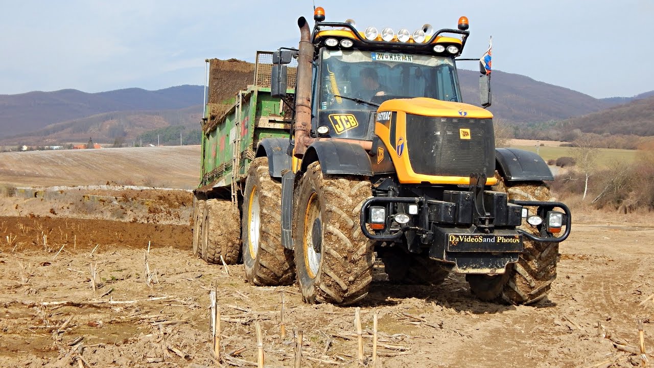 PD Dobrá Niva - Rozmetanie hnoja a orba 2017 - 3x JCB Fastrac, NEW Holland, ZTS UNC 200