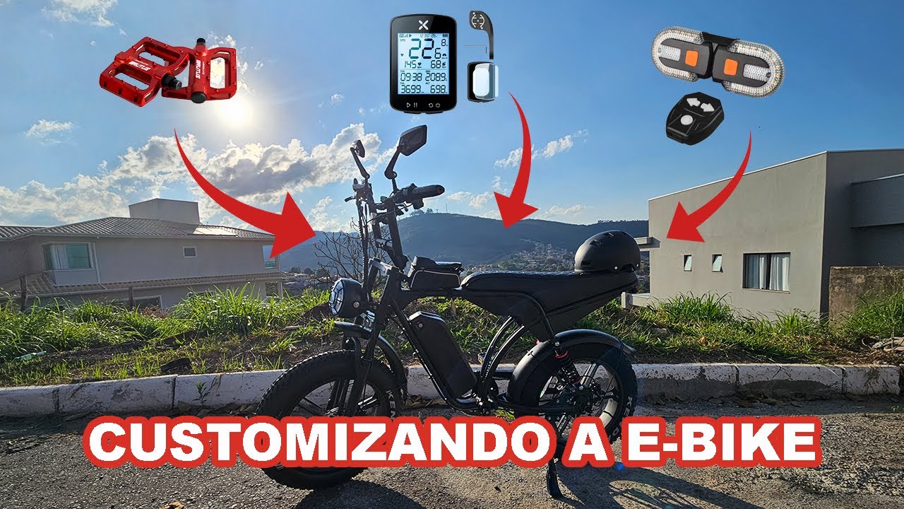 Customizando minha E-BIKE V8 PRO 🚴💥 | Setas, GPS e Pedal Vermelho 🔴