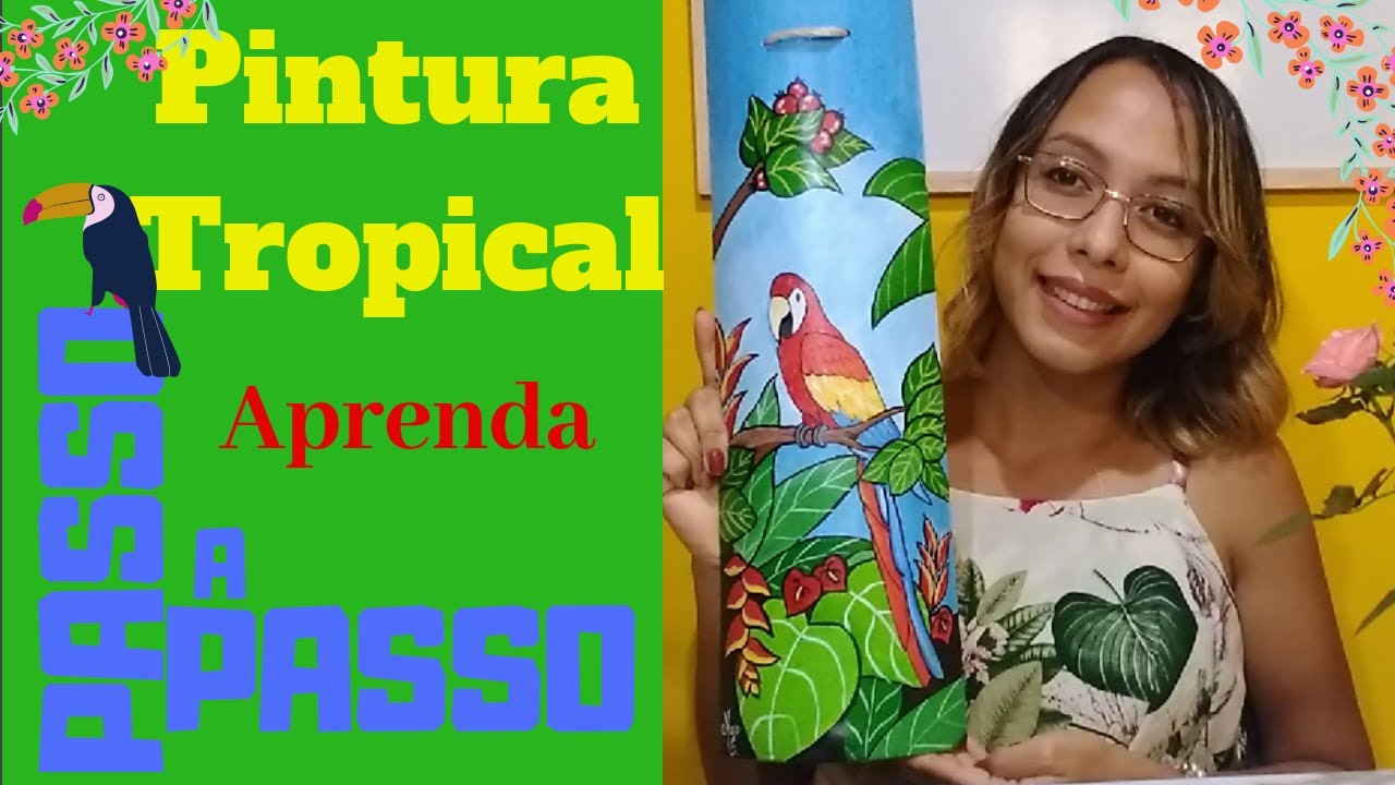 PINTURA TROPICAL _ artesanato com telha cerâmica🖌️.AULA COMPLETA.