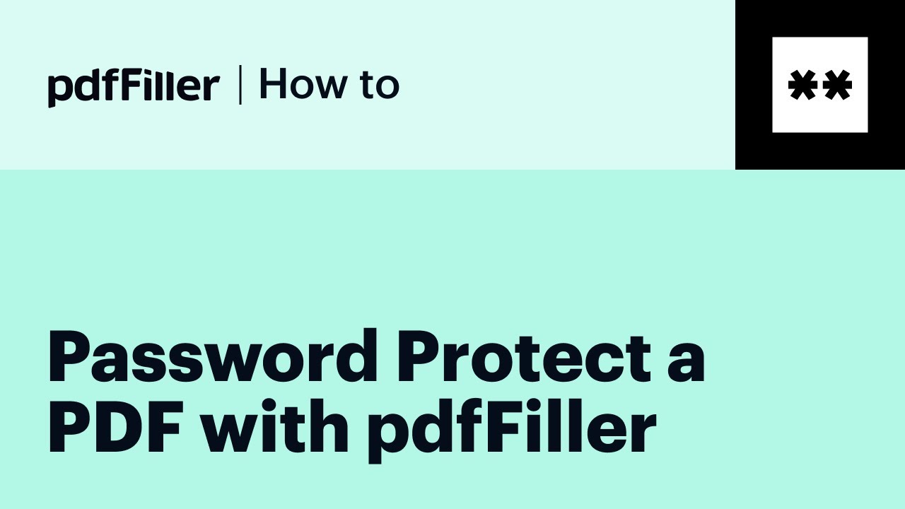 How to Password Protect a PDF with pdfFiller | Secure PDF & Confidential Folder Tutorial