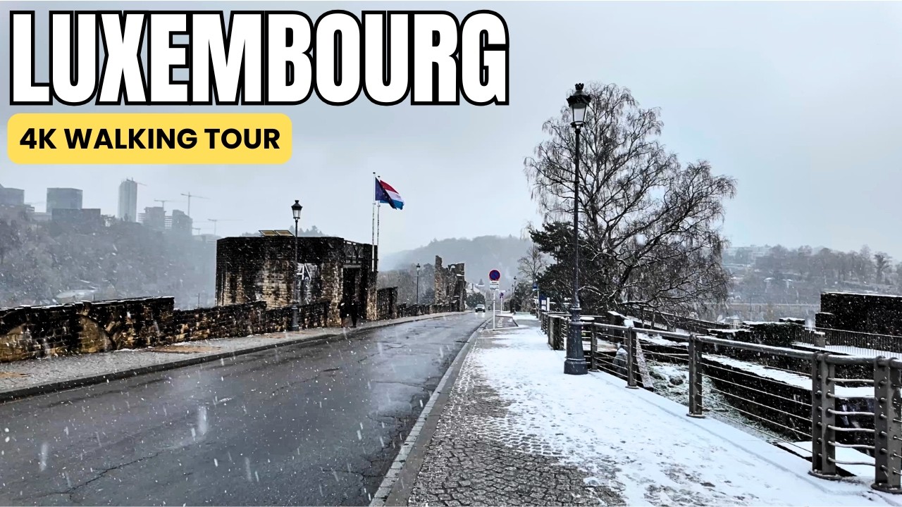 European Charm: Luxembourg City Snow Walk 4K