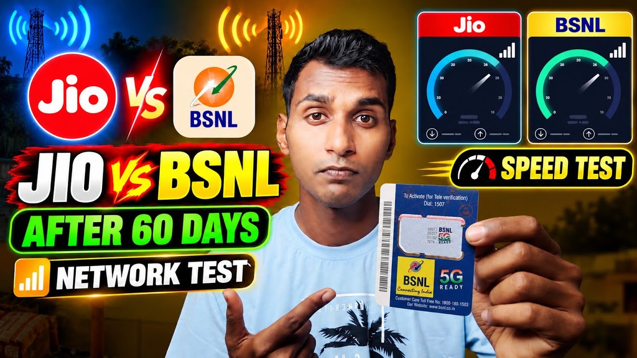 BSNL 5G vs Jio 5G Speed Test 📶 After Vi Network Sharing! 60 Day Real Usage Review 🔥