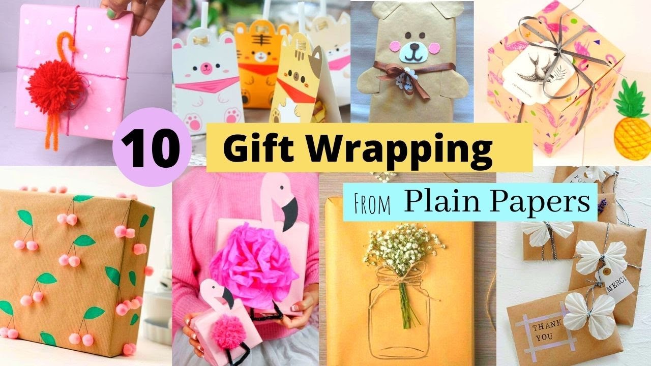 10 Gift Wrapping And Decoration Ideas With Plain Papers/ Gift Packing Ideas