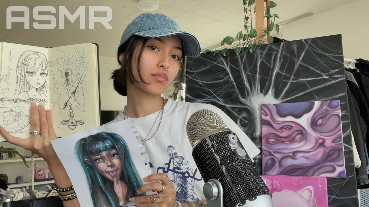 ASMR ☆ ART TOUR (paintings, sketchbook, tracing,..) soft spoken/whisper