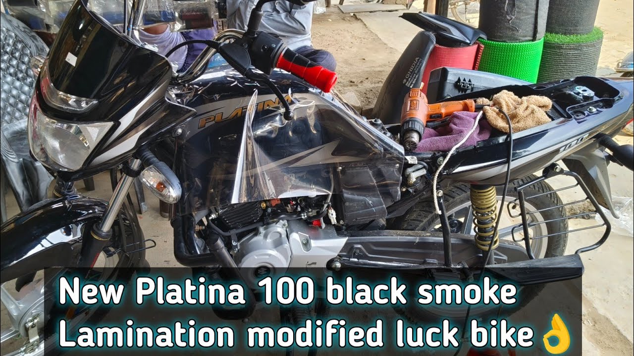 Bajaj Platina 100cc Black Smoke Lamination installation || platina 100cc modification @KkRadium