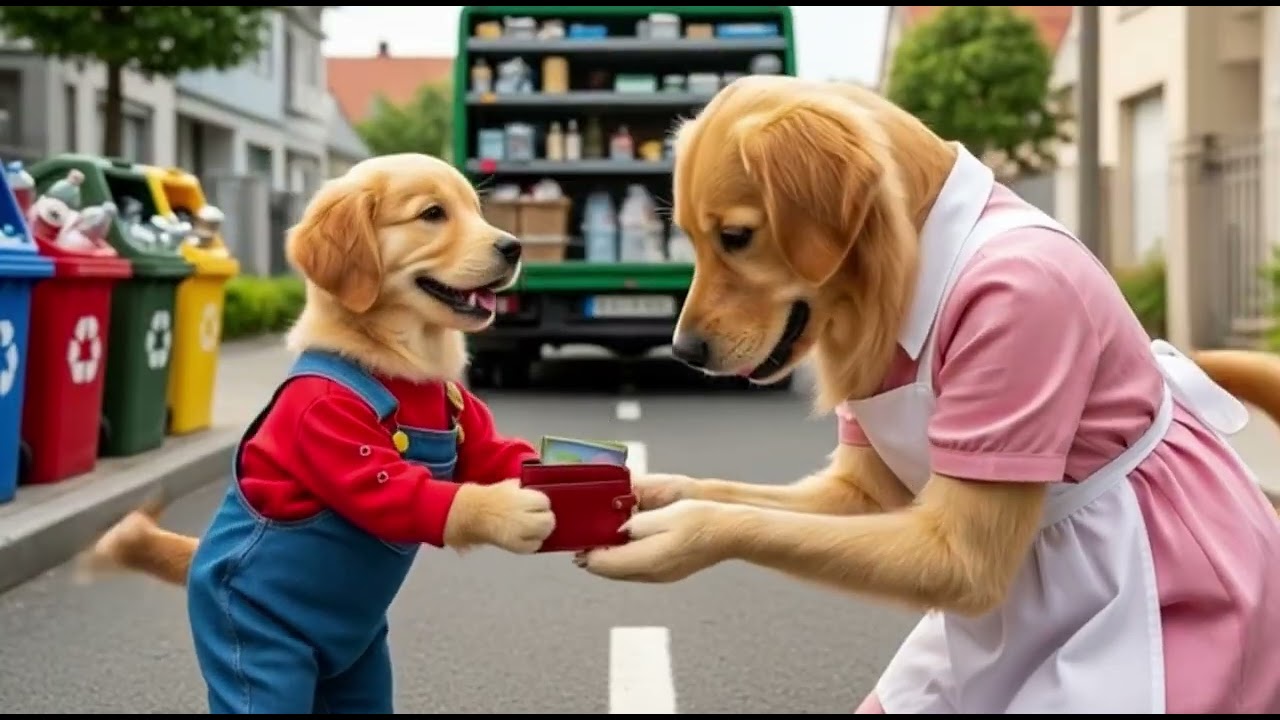 ♻️ From kindness to reward: A mother dog and her puppy returned a panda's lost wallet 💖🚗✨