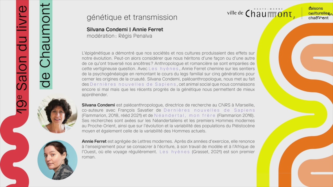 GÉNÉTIQUE & TRANSMISSION avec Silvana Condemi et Anne Ferret