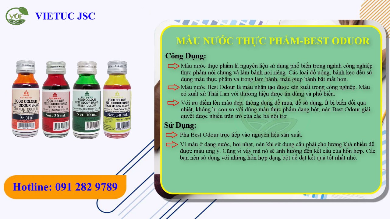 Màu Nước Thực Phẩm - Best Odour - Hương Liệu Việt Úc