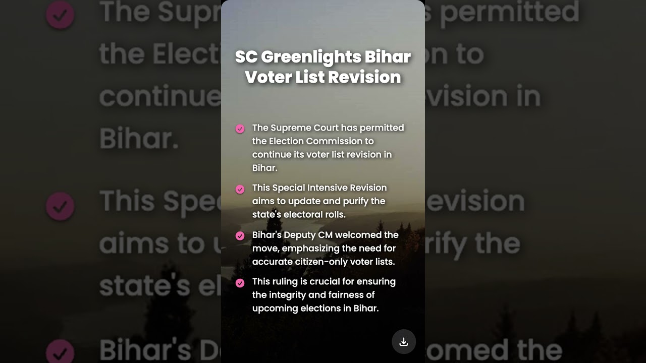 Bihar Voter List Row: SC Allows ECI Revision