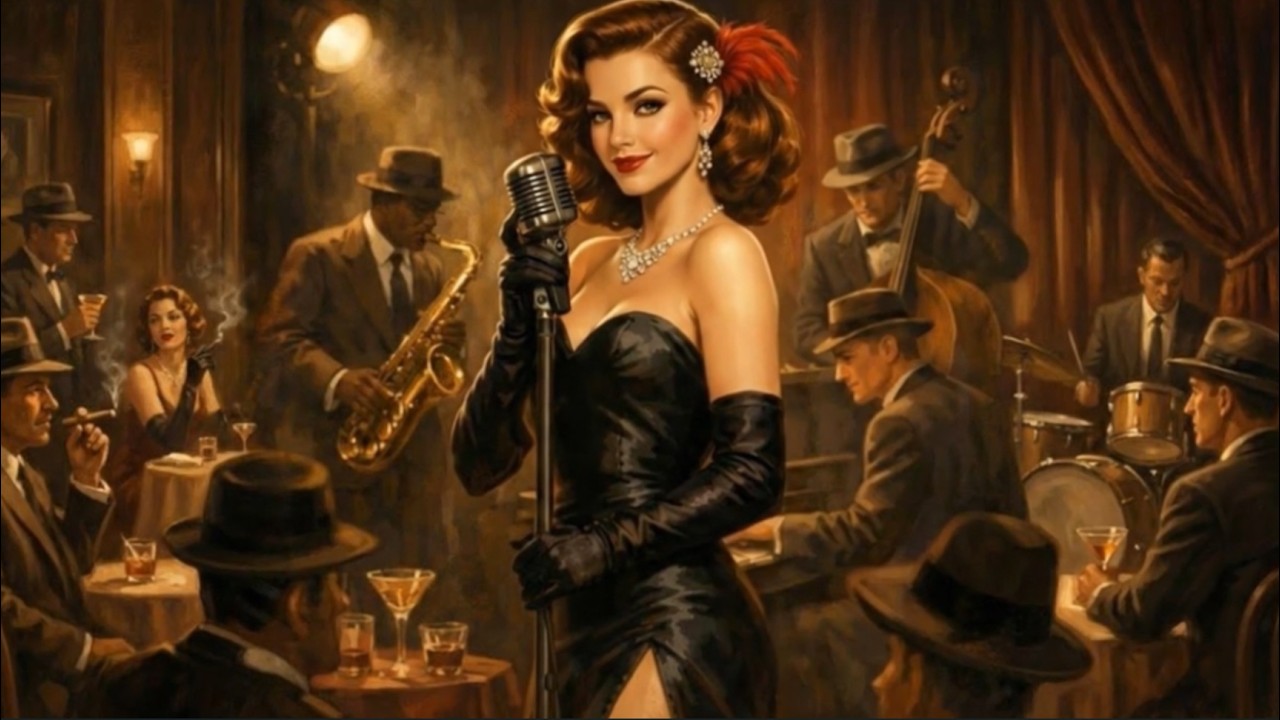 1940s Romantic Jazz Bar with Vintage Female Vocals ~ Cozy Night Cafe Atmosphere
