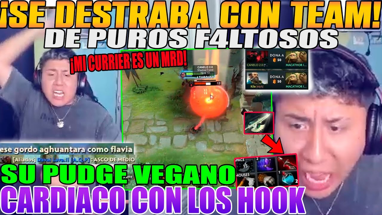 SE DESTRABA CON TEAM DE F4LTOSOS! MACARIUS NO AGUANTA FLAMEADA, PUDGE CARDIACO CON LOS HOOK DOTA 2